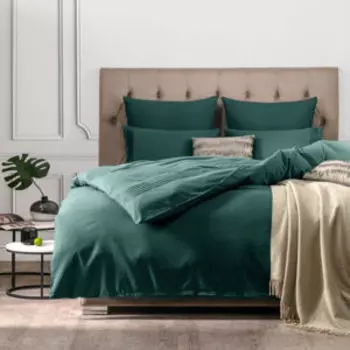 Комплект постельного белья SleepiX Миоко, Евро, 4 наволочки, сатин, зеленый