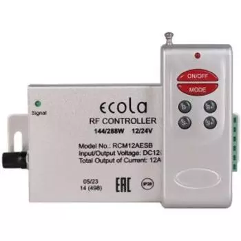 Контроллер аудио Ecola LED strip RGB RF с радиопультом управления, 12 A, 144 Вт, 12 В