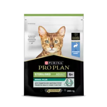Корм сухой для кошек Pro Plan для стерилизованных кошек, кролик, 200 г