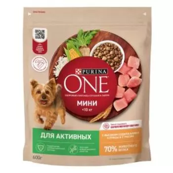 Корм сухой для собак Purina One мини, курица/рис, 600 г