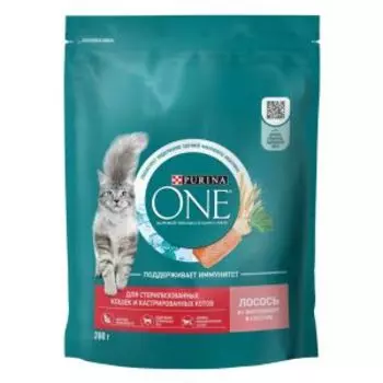 Корм сухой Purina One для стерилизованных кошек, лосось/пшеница, 200 г