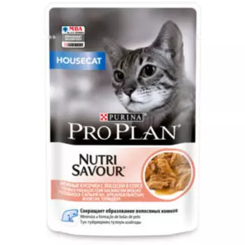 Корм влажный для кошек ProPlan для домашних, Лосось в соусе, 85 г