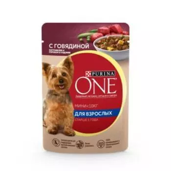 Корм влажный для собак Purina One Mini, говядина/картошка/горошек, 85 г