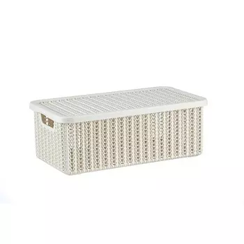 Коробка Idea Вязание с крышкой, белая, 6 л