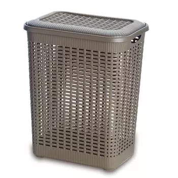 корзина для белья GENSINI Rattan, прямоугольная,с крышкой,пластик, цвет в ассортименте, 30л