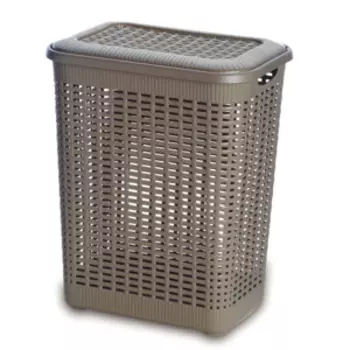 корзина для белья GENSINI Rattan, прямоугольная,с крышкой, пластик, цвет в ассортименте, 50л