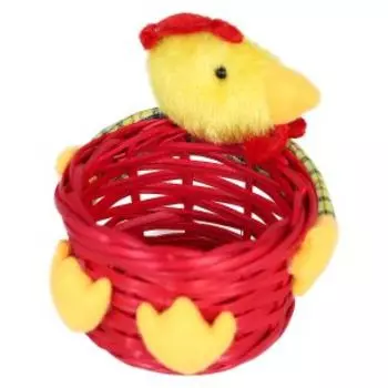Корзинка Цыпленок, 11 см, ротанг с игрушкой