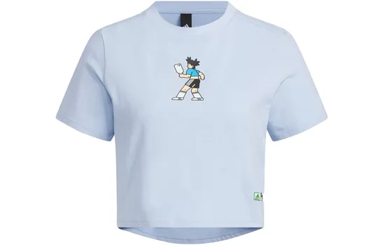 X SEEBIN Co-branded SS23 Укороченный женский топ Blue Dawn Adidas