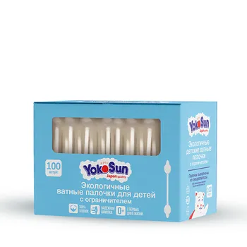 YOKOSUN Экологичные ватные палочки для детей с ограничителем 100.0
