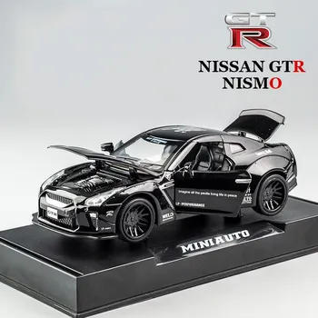 1/32 масштаб GTR Nismo, литая под давлением модель автомобиля, игрушечный автомобиль с откатным механизмом, звуком и светом для детей, коллекция подарков для мальчиков и девочек 1/32-14.7x6.7x4.3cm оранжевый
