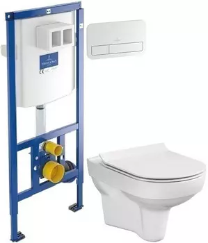 Комплект подвесной унитаз Cersanit City MZ-CITY-COn-S-DL + система инсталляции Villeroy & Boch 92246100 + 92249068