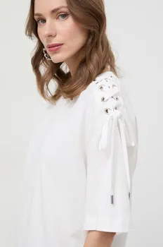 Хлопковая футболка Pinko, бежевый
