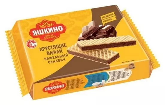 Вафли яшкино вафельный сэндвич 180г кв202