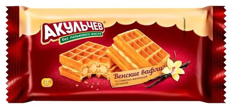 Вафли венские со сливочно-ванильной начинкой, 100 г.