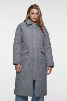 Пальто oversize стеганое с отложным воротником