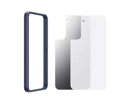 Чехол-накладка Samsung Frame Cover clear/d.blue для смартфона Samsung Galaxy S22 +, поликарбонат, полиметилметакрилат (ПММА), термопластичный полиуретан, Прозрачный с тёмно-синей рамкой (EF-MS906CNEGRU)