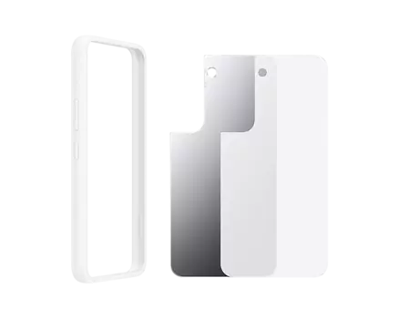 Чехол-накладка Samsung Frame Cover clear для смартфона Samsung Galaxy S22, Поликарбонат, полиметилметакрилат (ПММА), термопластичный полиуретан, прозрачный белый (EF-MS901CWEGRU)