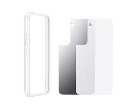 Чехол-накладка Samsung Frame Cover clear для смартфона Samsung Galaxy S22, Поликарбонат, полиметилметакрилат (ПММА), термопластичный полиуретан, прозрачный (EF-MS901CTEGRU)