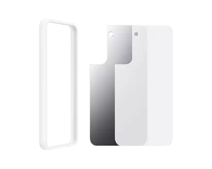 Чехол-накладка Samsung Frame Cover clear/white для смартфона Samsung Galaxy S22 +, поликарбонат, полиметилметакрилат (ПММА), термопластичный полиуретан, Прозрачный с белой рамкой (EF-MS906CWEGRU)