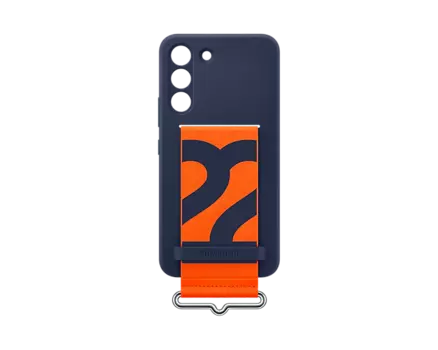 Чехол-накладка Samsung Silicone Strap Cover d.blue для смартфона Samsung Galaxy S22, Поликарбонат, силикон, полиуретан, термопластичный полиуретан, полиэстер, ПЭТ, нержавеющая сталь, темно синий (EF-GS901TNEGRU)