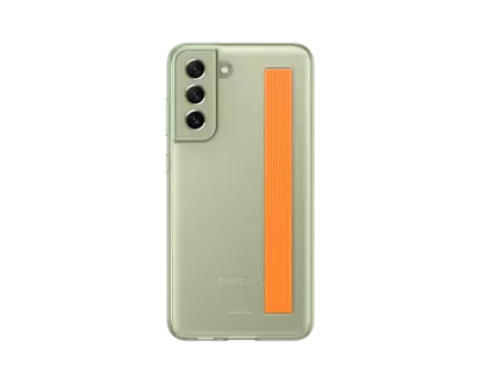 Чехол-накладка Samsung Slim Strap Cover для смартфона Samsung Galaxy S21 FE, поликарбонат/полиуретан, оливковый (EF-XG990CMEGRU)