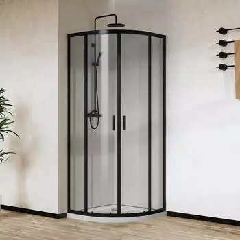 Душевой уголок Vincea City 90x90 VSQ-5CT900CLB стекло прозрачное, профиль черный, без поддона