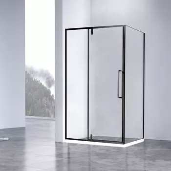 Душевой уголок Vincea Slim-N 100x90VSR-4SNP9010CLB стекло прозрачное, профиль черный, без поддона