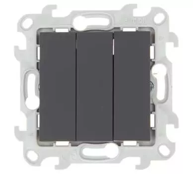 Выключатель Simon 2450391-038, 3кл., открытый монтаж, в сборе, графит (2450391-038)