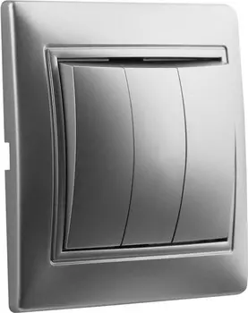 Выключатель SMARTBUY Венера, 3кл., скрытый монтаж, в сборе, серебро (SBE-01s-10-SW3-0)