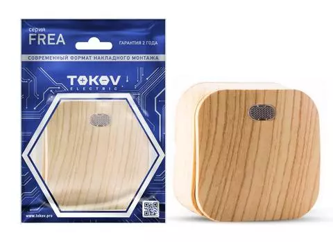 Выключатель Tokov Electric Frea TKE-FR-V1I-C25, 1кл., индикатор/подсветка, открытый монтаж, в сборе, сосна (TKE-FR-V1I-C25)