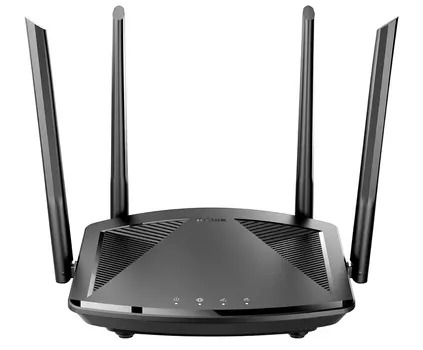 Wi-Fi роутер D-Link DIR-X1860, 802.11a/b/g/n/ac/ax, 2.4 / 5 ГГц, до 1.78 Гбит/с, LAN 3x1 Гбит/с, WAN 1x1 Гбит/с, внешних антенн: 4x5 дБи (DIR-X1860/RU/R1A)