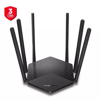 Wi-Fi роутер Mercusys MR1900G, 802.11a/b/g/n/ac, 2.4 / 5 ГГц, до 1.9 Гбит/с, LAN 2x1 Гбит/с, WAN 1x1 Гбит/с, внешних антенн: 6x5 дБи (MR1900G)