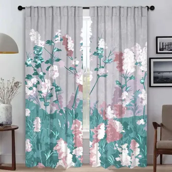 Different Color Flowers Curtains Child Room Shades Blackout Curtains 2 Pieces Tulle for Bedroom Living Room Curtain Partition W50xH70cmx2pcs-CL