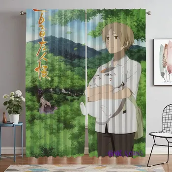 Blackout Curtain for Room 2 Panel Natsume Yuujinchou Curtains Child Room Partition Tulle for Bedroom Home Interior Curtains W50xH70cmx2pcs-CL