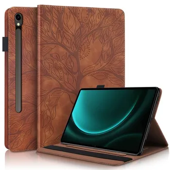 Чехол для планшета Samsung Galaxy Tab S9 FE 10,9 дюйма с 3D-тиснением дерева, откидная подставка из ТПУ, чехол для Galaxy Tab S9 FE S9FE For Tab S9 FE 10.9 синий