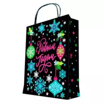 Пакет подарочный Magic Pack С Новым Годом, 26x32.4x12.7 см, флуоресцентная печать