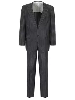 Костюм из шерсти и льна в полоску BRIONI