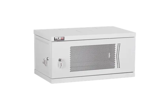 Шкаф телекоммуникационный настенный 6U 600x350 мм, перфорация, серый, разборный, TLK Lite TWI-066035-R-P-GY