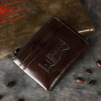 Кожаный кошелек для монет с блокировкой RFID для мужчин и женщин, маленький кожаный кошелек для монет, мужской кошелек Partmone коричневый