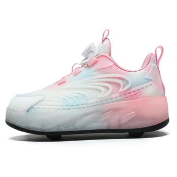 Детская обувь Runaway Shoes Pulley Shoes LED Lighting Shoes USB Charger Girls Outdoor Sports Shoes Student Rolley Shoes 30 чёрный