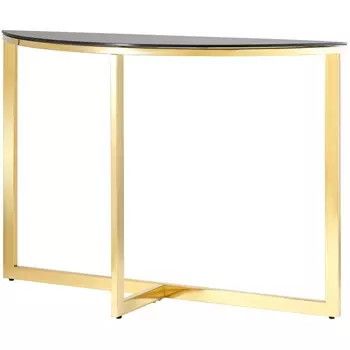 Консоль Stool Group полукруглая АЛЬБА 115*30 золото стекло черное УТ000004643