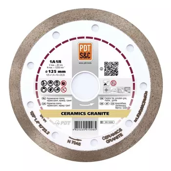 Круг отрезной алмазный PDT Ceramics Granite 1А1R (125х1.4х10х22.2 мм) 820200CRMGu