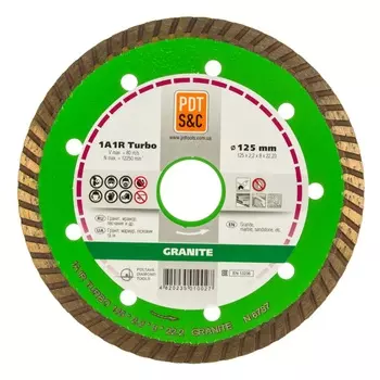 Круг отрезной алмазный PDT Turbo Granite 1А1R (125х2.2х8х22.2 мм) 810200TGRu
