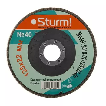 Круг зачистной Sturm 9010-01-125x22-40, лепестковый, 125х22мм, Р40
