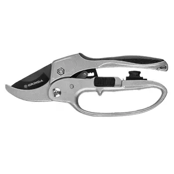 Контактный секатор Grinda G-15 8-423034_z01, 200 мм, стальные лезвия, храповый механизм, с эфесом, с алюминиевыми рукоятками