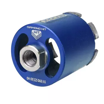 Коронка алмазная для подрозетников Crown DH-DE525, 68/65 M16 R 6LSP, предназначена для работы с микроударом, в сухую (без подачи СОЖ)