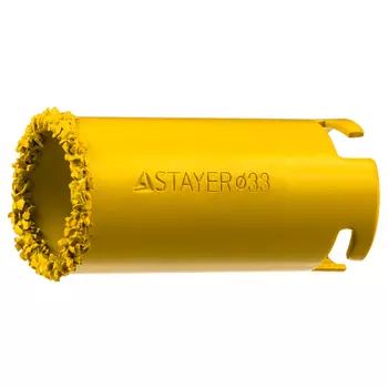 Коронка Stayer PROFESSIONAL 33345-33 кольцевая с карбидно-вольфрамовой крошкой, d=33мм