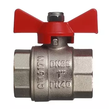 Кран шаровой латунный Valtec BASE ВР-ВР 1" с бабочкой VT.217.N.06