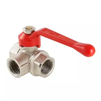 Кран шаровой трехходовой латунный Valtec VT.360.N.04, ВР-ВР-ВР, 1/2", тип L