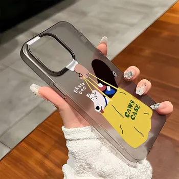 Чехлы для мобильных телефонов iPhone 11 13 15 Pro Max 12 14 Pro Max Чехол для iPhone 16 15 Plus 13 Pro 12 Матовая текстура с рисунком в виде мультяшных цветов iPhone 11 белый